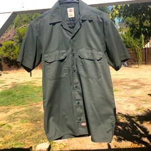 Dickies Men Work Collar Shirt Sage Green Small